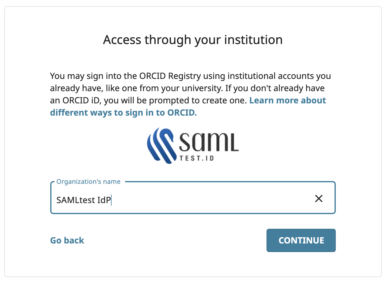 Access through your institution page example