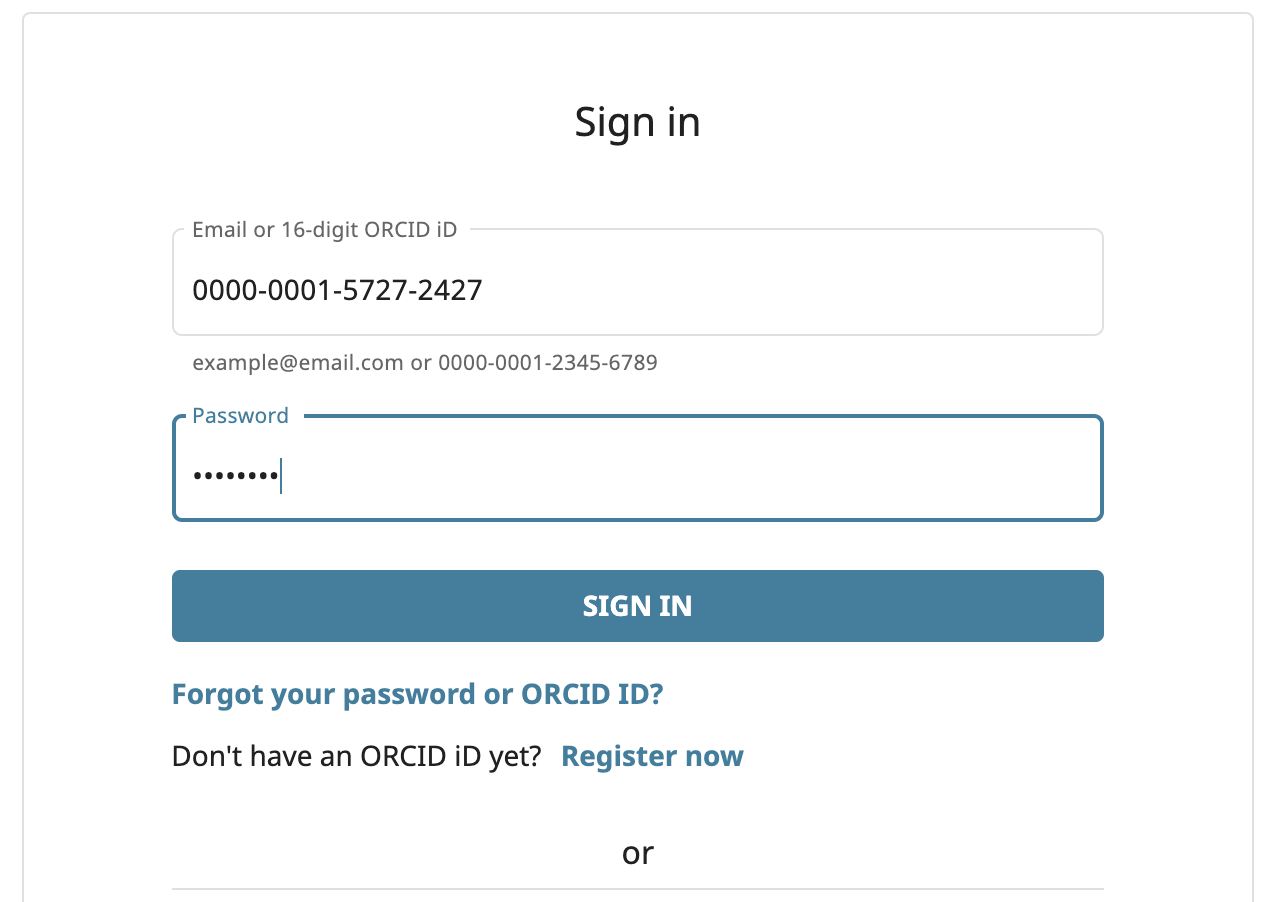 Singing into ORCID page example