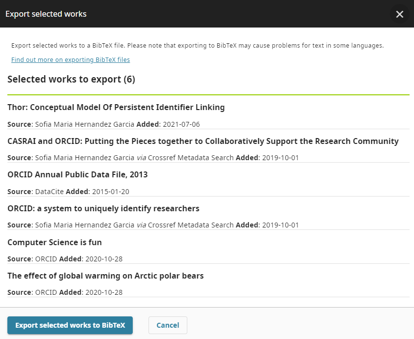 Exporting Works Into A Bibtex File Orcid