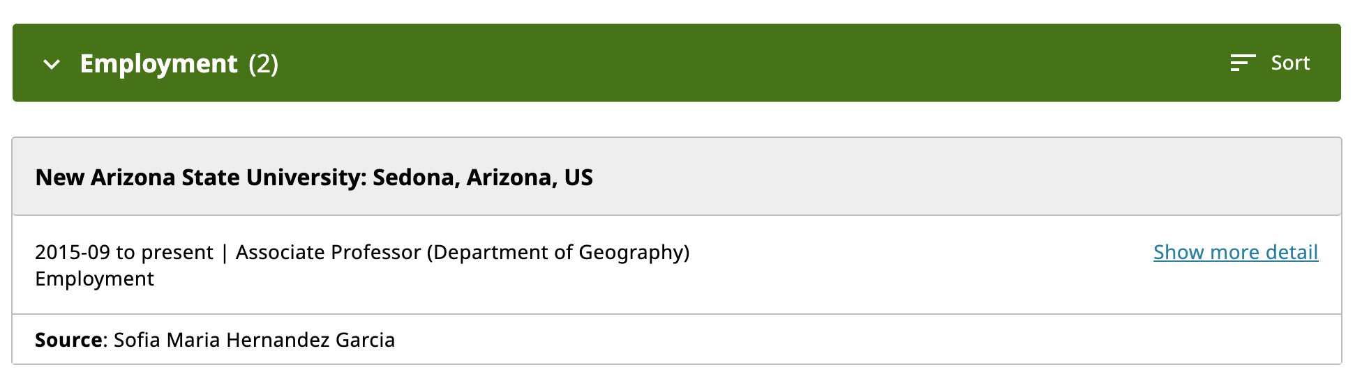 Add employment section example